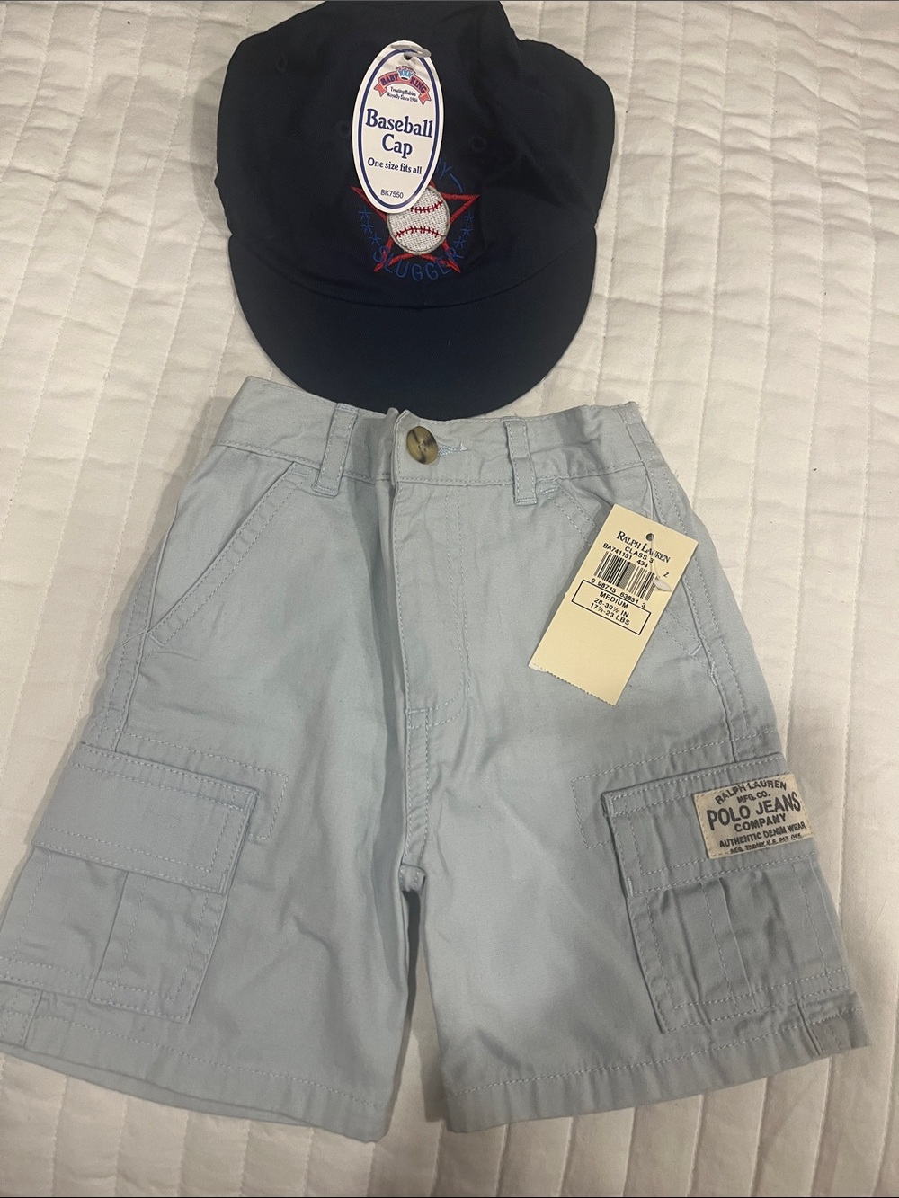 Light blue Ralph Lauren Polo Jeans Co. baby cargo shorts